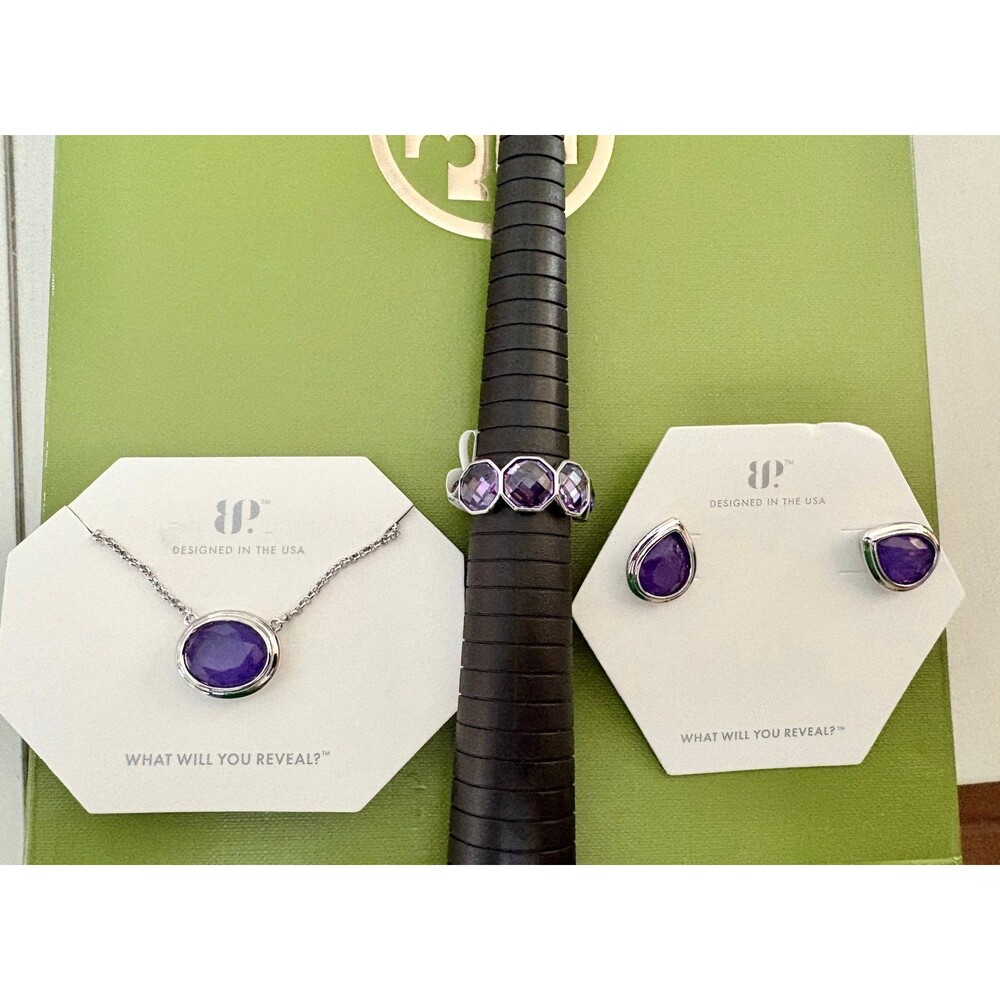 Amethyst on Rhodium SET (includes 3 BP OG Items)